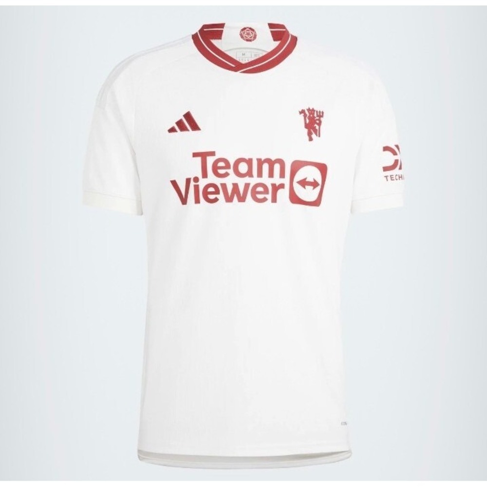 Adidas Manchester United 2023-24 Third Jersey Mens XL White Red Slim Fit Soccer